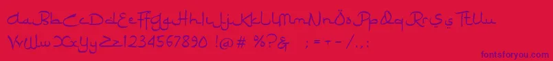 フォントRamadhan Karim – 赤い背景に紫のフォント
