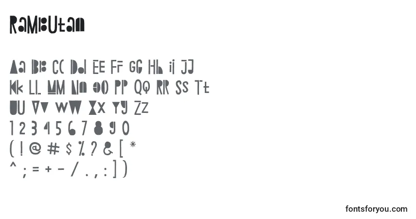 A fonte Rambutan – alfabeto, números, caracteres especiais