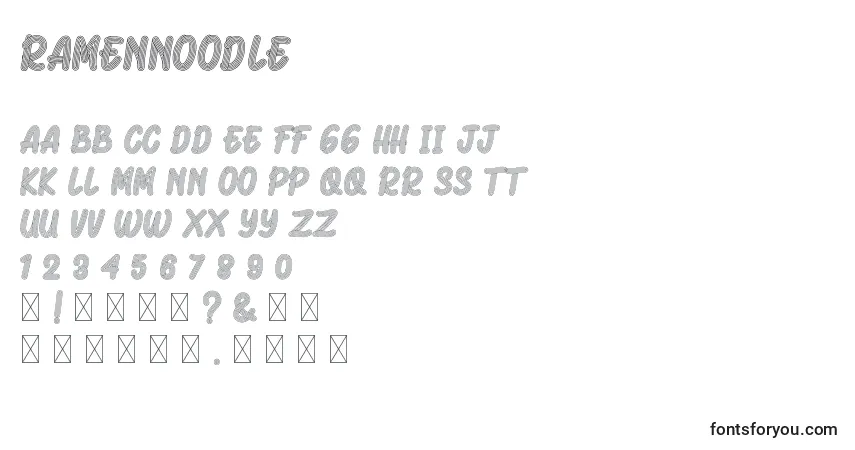 A fonte RamenNoodle – alfabeto, números, caracteres especiais
