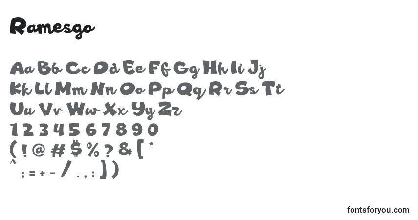 Czcionka Ramesgo – alfabet, cyfry, specjalne znaki