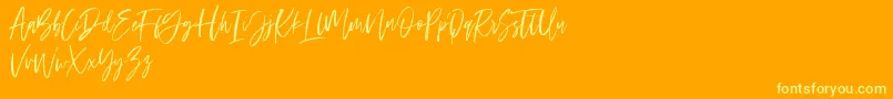 Ramland-Schriftart – Gelbe Schriften auf orangefarbenem Hintergrund