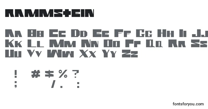Schriftart Rammstein (138139) – Alphabet, Zahlen, spezielle Symbole