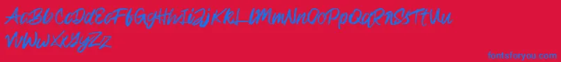 Rampage Kid-Schriftart – Blaue Schriften auf rotem Hintergrund