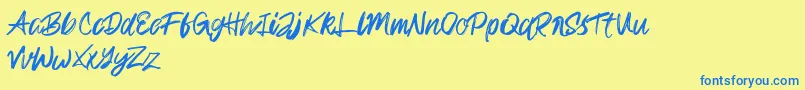 Rampage Kid Font – Blue Fonts on Yellow Background