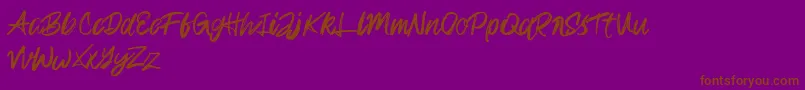 Fonte Rampage Kid – fontes marrons em um fundo roxo