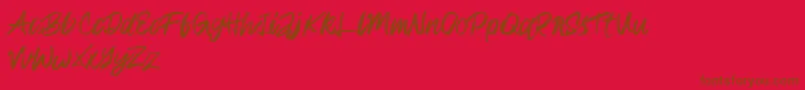 Rampage Kid-Schriftart – Braune Schriften auf rotem Hintergrund
