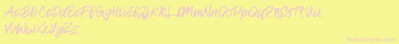 Rampage Kid-Schriftart – Rosa Schriften auf gelbem Hintergrund