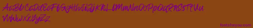 Rampage Kid-Schriftart – Violette Schriften auf braunem Hintergrund