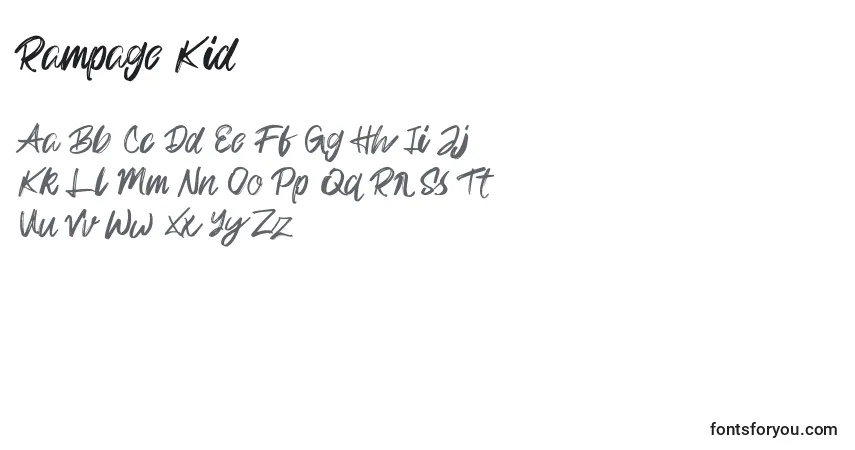 Шрифт Rampage Kid (138141) – алфавит, цифры, специальные символы
