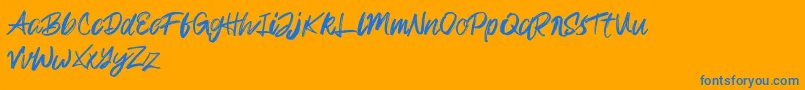 Fonte Rampage Kid – fontes azuis em um fundo laranja