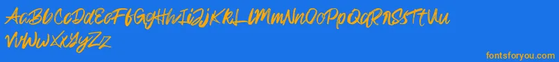 Rampage Kid Font – Orange Fonts on Blue Background