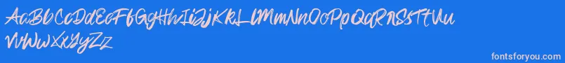Rampage Kid-Schriftart – Rosa Schriften auf blauem Hintergrund