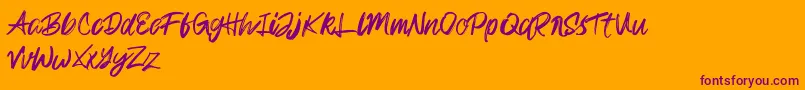 Rampage Kid-Schriftart – Violette Schriften auf orangefarbenem Hintergrund