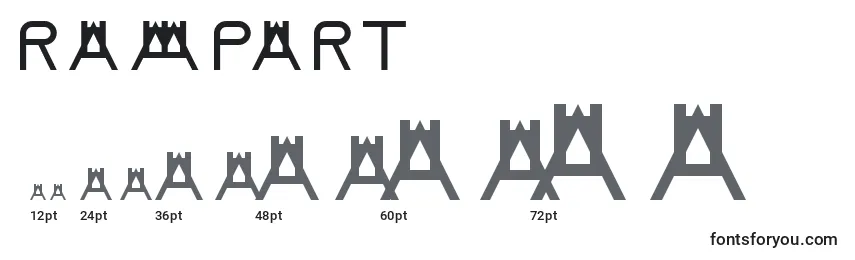 Размеры шрифта Rampart