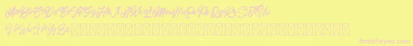Ramphobias-fontti – vaaleanpunaiset fontit keltaisella taustalla