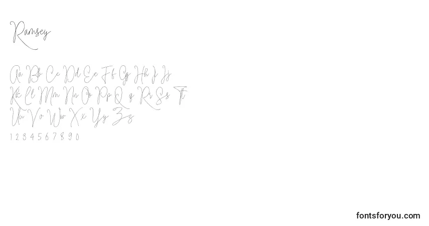 Schriftart Ramsey – Alphabet, Zahlen, spezielle Symbole