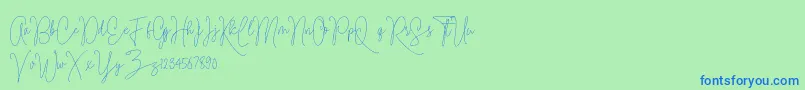 Ramsey Font – Blue Fonts on Green Background