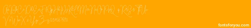 Ramsey-Schriftart – Weiße Schriften auf orangefarbenem Hintergrund