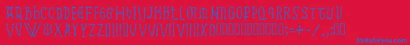 Czcionka Ramundus – niebieskie czcionki na czerwonym tle