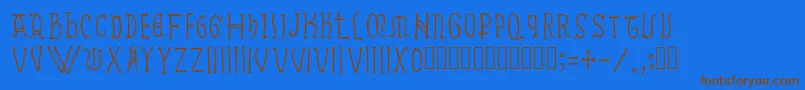 Ramundus-Schriftart – Braune Schriften auf blauem Hintergrund
