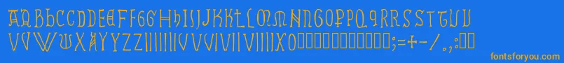 Ramundus Font – Orange Fonts on Blue Background