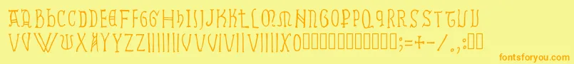 Ramundus-Schriftart – Orangefarbene Schriften auf gelbem Hintergrund