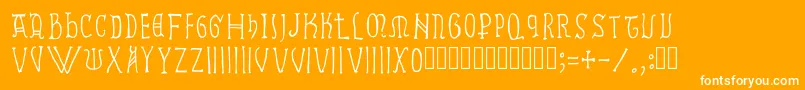 Ramundus-Schriftart – Weiße Schriften auf orangefarbenem Hintergrund