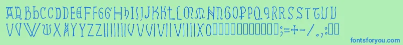 Ramundus Font – Blue Fonts on Green Background