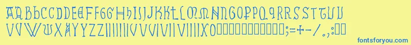 Ramundus Font – Blue Fonts on Yellow Background