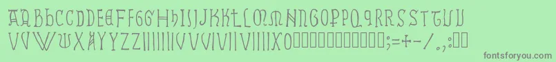 フォントRamundus – 緑の背景に灰色の文字