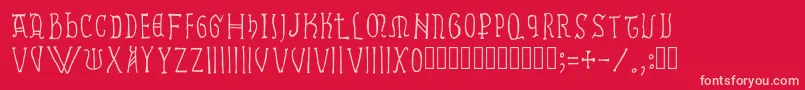 Weitere Informationen zur Ramundus-Schriftart Ramundus-Schriftart – Rosa Schriften auf rotem Hintergrund