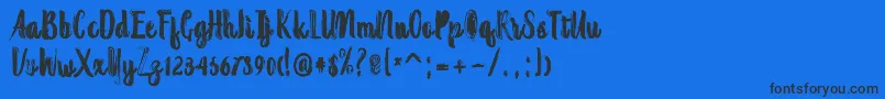 Randoem Brush-Schriftart – Schwarze Schriften auf blauem Hintergrund