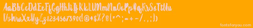 Randoem Brush Font – Pink Fonts on Orange Background