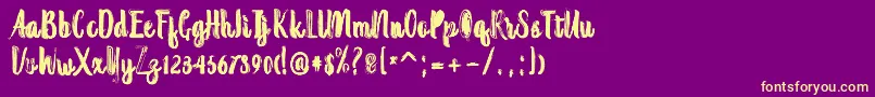 Randoem Brush Font – Yellow Fonts on Purple Background