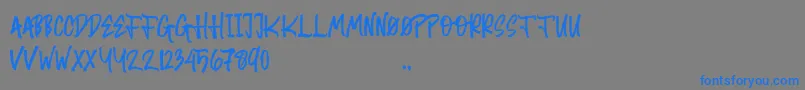 Random Brush-Schriftart – Blaue Schriften auf grauem Hintergrund