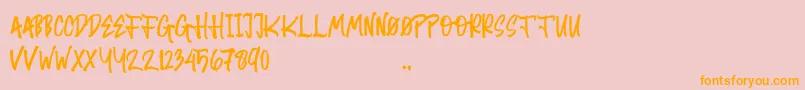 Random Brush-Schriftart – Orangefarbene Schriften auf rosa Hintergrund