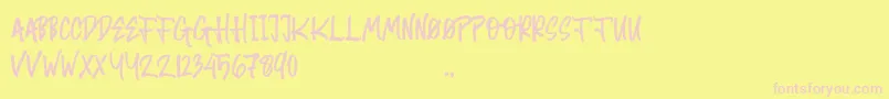 Random Brush Font – Pink Fonts on Yellow Background