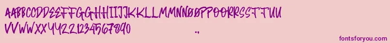 Random Brush-Schriftart – Violette Schriften auf rosa Hintergrund