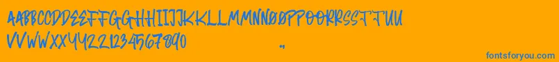 Random Brush Font – Blue Fonts on Orange Background