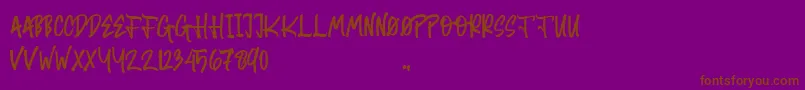 Random Brush-Schriftart – Braune Schriften auf violettem Hintergrund