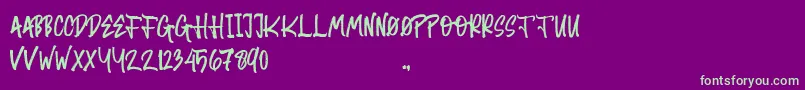 Random Brush Font – Green Fonts on Purple Background