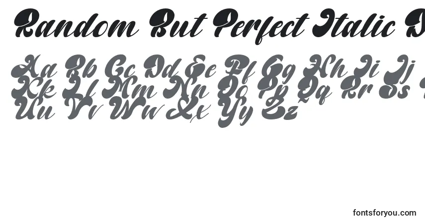 Czcionka Random But Perfect Italic DAFONT – alfabet, cyfry, specjalne znaki