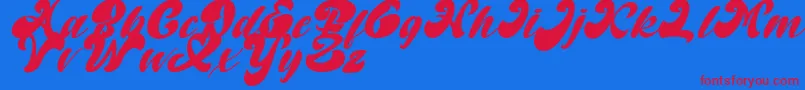 Random But Perfect Italic DAFONT Font – Red Fonts on Blue Background