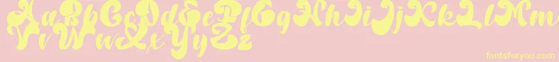 Random But Perfect DAFONT-Schriftart – Gelbe Schriften auf rosa Hintergrund