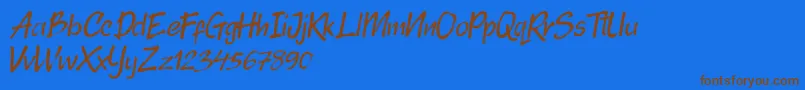 Randy Bistroke Font – Brown Fonts on Blue Background