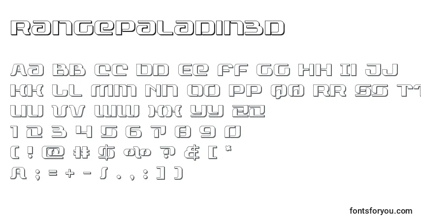 Schriftart Rangepaladin3d – Alphabet, Zahlen, spezielle Symbole
