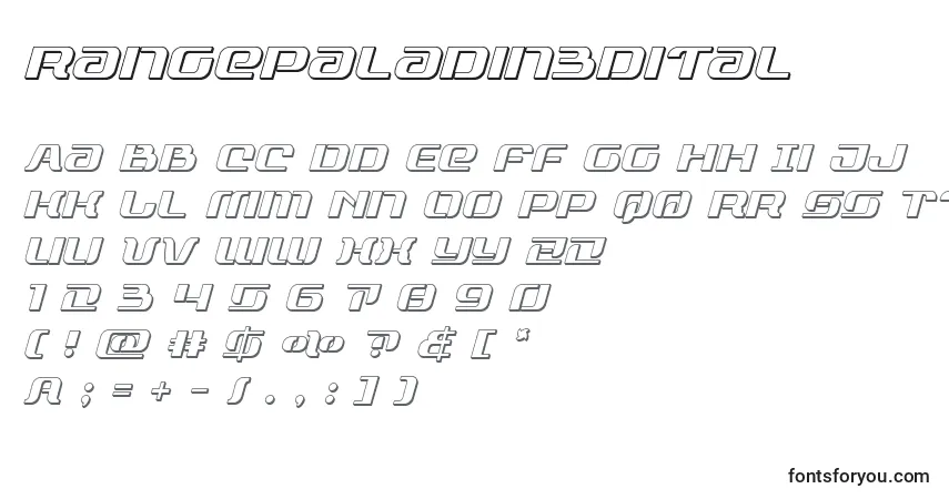 Rangepaladin3dital-fontti – aakkoset, numerot, erikoismerkit