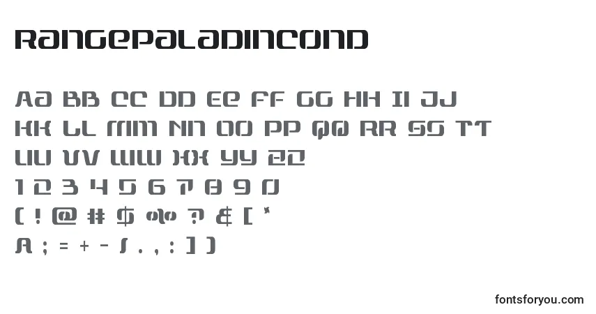A fonte Rangepaladincond – alfabeto, números, caracteres especiais
