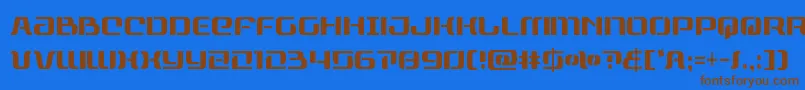 フォントrangepaladincond – 茶色の文字が青い背景にあります。