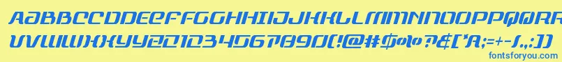 フォントrangepaladincondital – 青い文字が黄色の背景にあります。